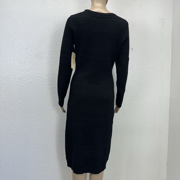 RD Style Women's Black Rib Knit Sweater Dress Capsule Staple Office Holiday - Picture 7 of 9
